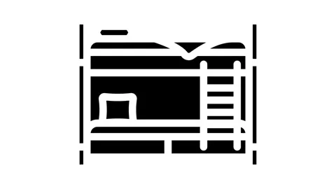 Bunk bed kid bedroom glyph icon animation Stock Footage 326745549