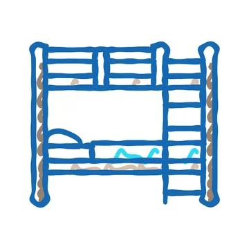 Bunk bed kid bedroom icon doodle illustration Stock Illustration