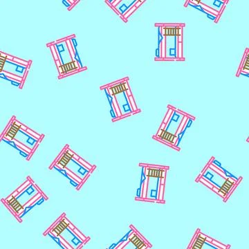 Bunk bed kid bedroom vector seamless pattern Stock Illustration