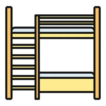 Bunk bed with ladder for dormitory sleeping Stock Illustration