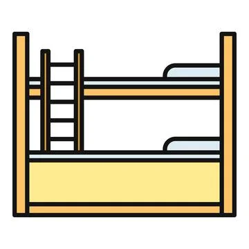 Bunk bed with ladder providing compact sleeping solution Stock Illustration