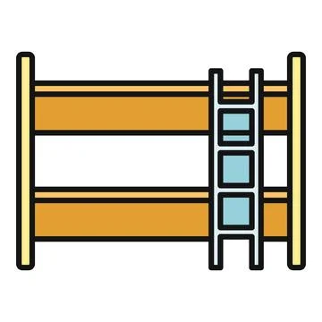Bunk bed with ladder providing sleeping space Stock Illustration
