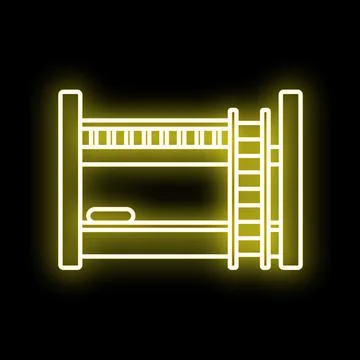 Bunk bed neon glow icon outlining furniture Stock Illustration