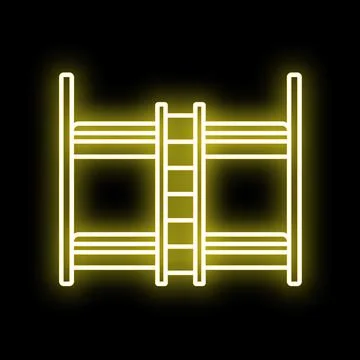Bunk bed neon glow outline icon Stock Illustration
