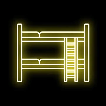 Bunk bed neon glow sign line art Stock Illustration