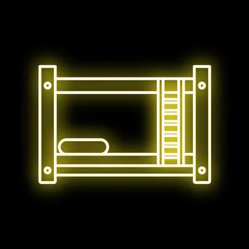 Bunk bed neon icon glowing on black background Stock Illustration