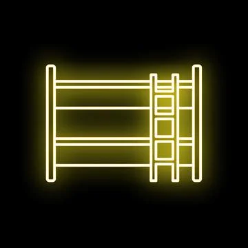 Bunk bed neon icon glowing yellow Stock Illustration