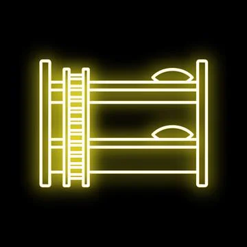 Bunk bed neon light icon lodging glowing Stock Illustration