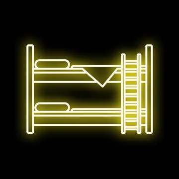 Bunk bed neon line glowing icon Stock Illustration