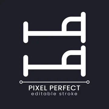 Bunk bed pixel perfect white linear ui icon for dark theme Stock Illustration