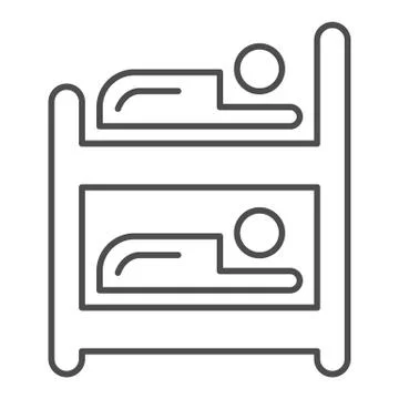Bunk bed thin line icon. Sleeping place for two persons, furniture object symbol イラスト素材