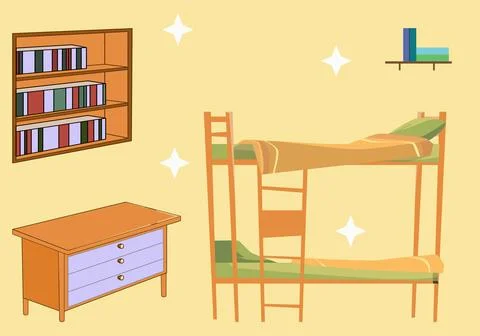 Bunk Bed Vector Style Illustration Stock Illustration