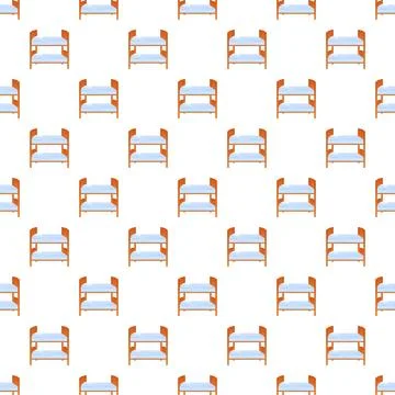 Bunk beds creating seamless pattern on white background Stock Illustration