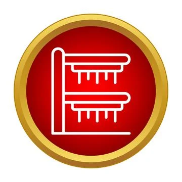 Bunk beds icon red gold circle Stock Illustration
