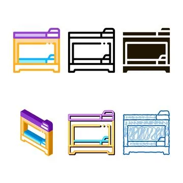 Bunk minimal bed sleeping time icon outline Stock Illustration