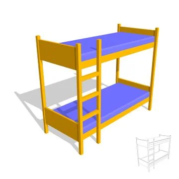 Bunkbed.3d Vector colorful illustration. 库存插图