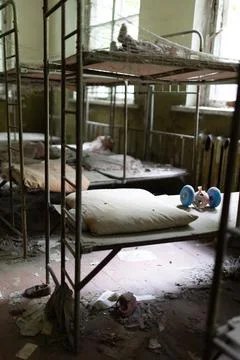 Bunkbeds inside Chernobyl Stock Photos