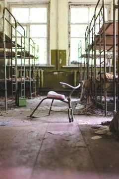 Bunkbeds inside Chernobyl Stock Photos