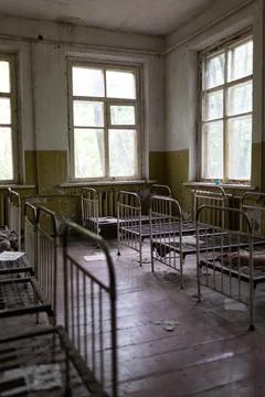 Bunkbeds inside Chernobyl Stock Photos