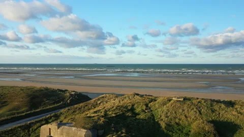 A bunker on the beach at Utah beach Stock Footage 164215569