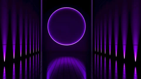 Bunker, a building with a neon circle . Sci-fi construction,animation.3D render Stock Footage 270775665