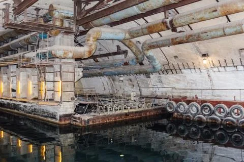 Bunker from Cold War, object an underground submarine base Fotos de archivo