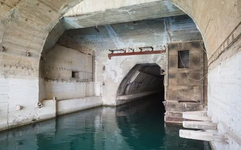 Bunker from Cold War, object an underground submarine base Fotos de archivo