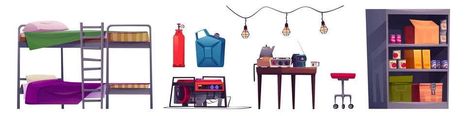 Bunker design elements isolated on white Illustrazione stock