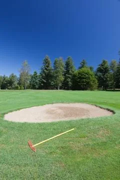 Bunker in a golf course. Stock Photos