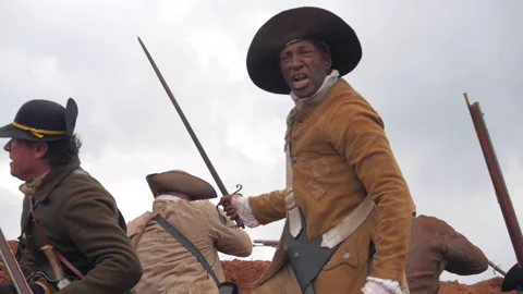 Bunker Hill 1775 Battle, Redcoat Attack, Revolutionary War Reenactment Stock Footage 321362996