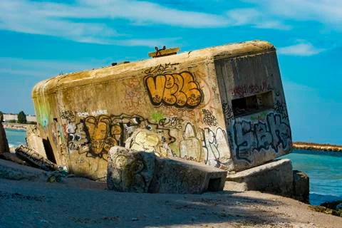 Bunker in ruins Stock Photos