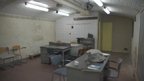 Bunker WW2 lights coming on Stock Footage 157341560