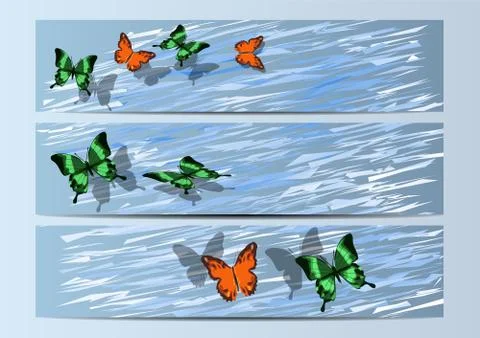 Bunners with butterfly Stock Illustration
