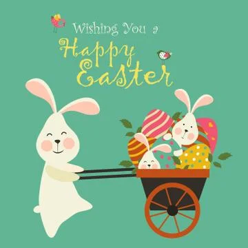 Bunnies and easter eggs Stock Illustration