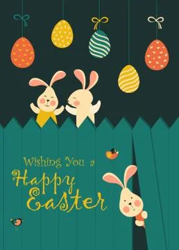 Bunnies and easter eggs Stock Illustration