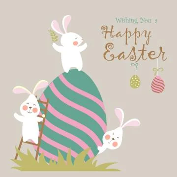 Bunnies and easter eggs Stock Illustration