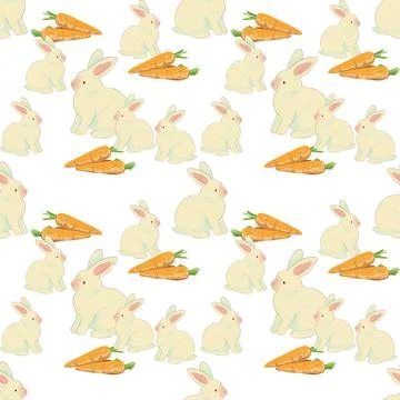 Bunnies &amp; Carrots Delight Pattern Stock Illustration