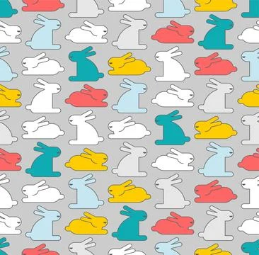 Bunnies couple pattern seamless. Two rabbit background. Vector texture Illustrazione stock