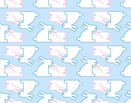 Bunnies couple pattern seamless. Two rabbit background. Vector texture Illustrazione stock