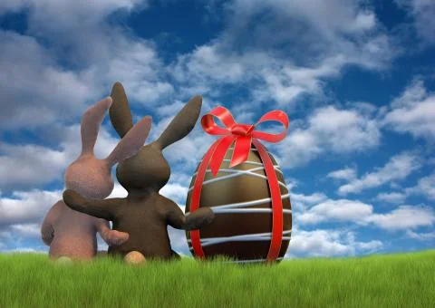 Bunnies at easter Stock Illustration