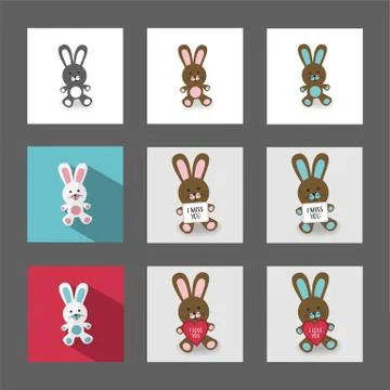 Bunnies with messages Stock Illustration
