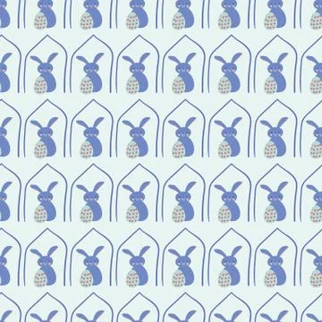 Bunnies in quarantine seamless vector pattern Stock Illustration