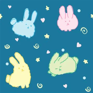 Bunnies seamless pattern Stock Illustration