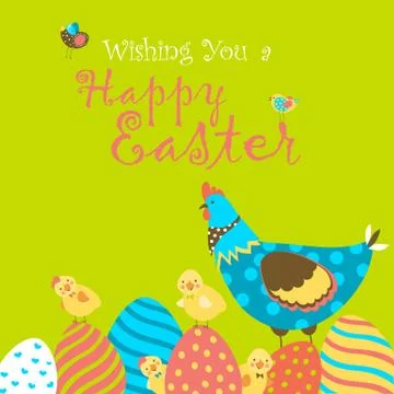 Bunnies,chicken and easter eggs Stock Illustration