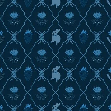 Bunny Aesthetic Rabbit ,flowers pattern design ,Floral pattern seamless Stock Illustration