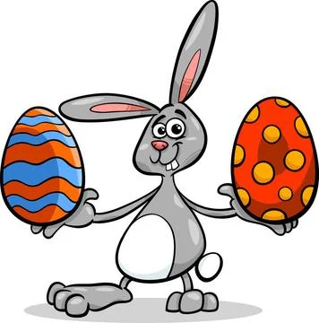 Bunny and easter egg cartoon illustration Cartoon Illustration of Funny Ea... 写真素材