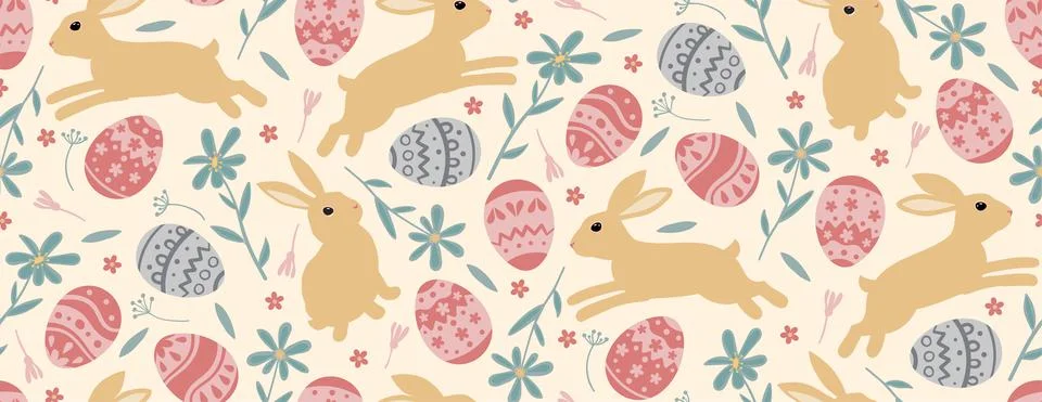 Bunny and Easter Egg pattern. Vector illustration Stock Illustration