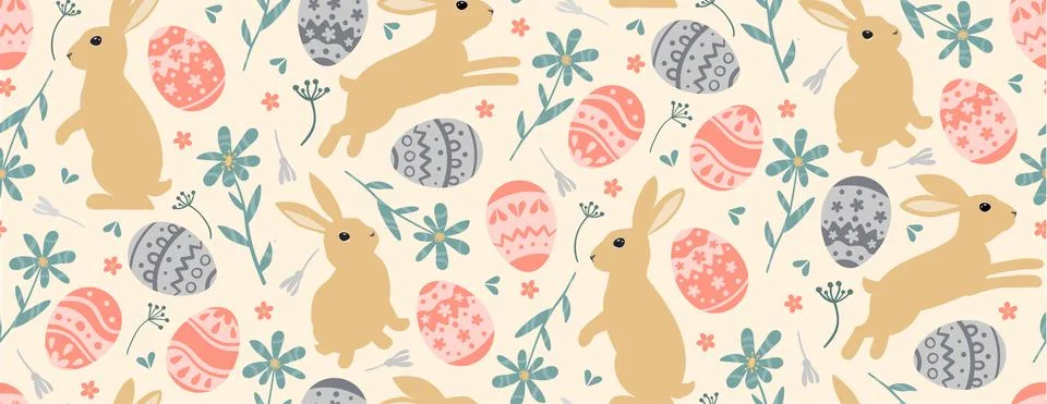 Bunny and Easter Egg pattern. Vector illustration 스톡 일러스트