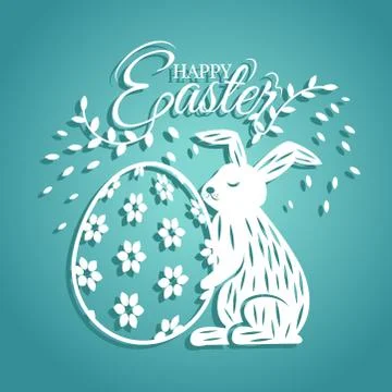 Bunny and egg for Easter day greeting card Stock Illustration