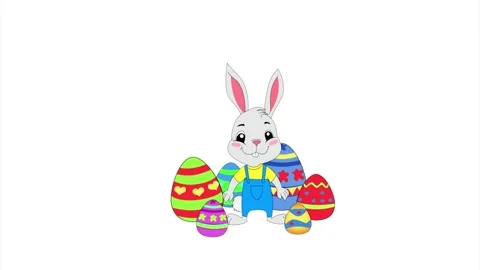 Bunny with animated Easter eggs Stock Footage 268759878